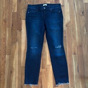 LOFT Blue Skinny Jeans with Distressed Details